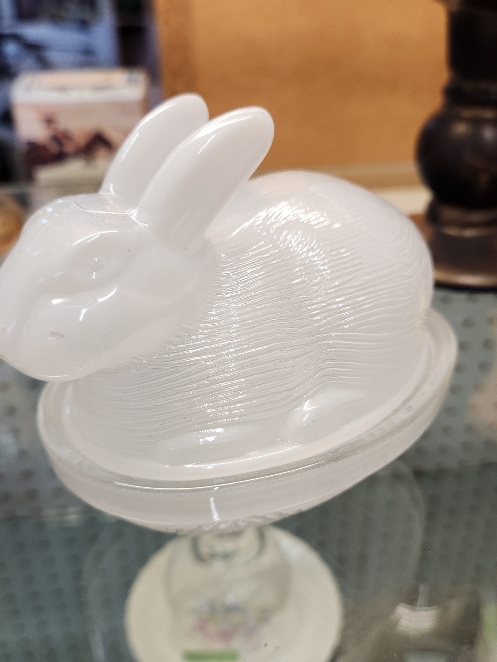 White Rabbit On Nest Trinket Dish - Vintage